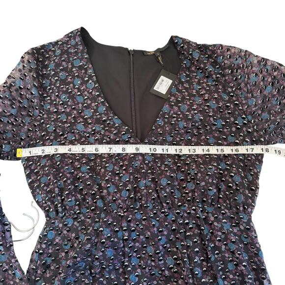 MAJE Paris Revana Velvet Burnout Maxi Dress Black Blue Purple NWT Size 3/US 8 - Picture 9 of 10